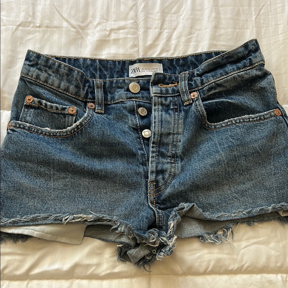 Zara Blue Vintage-Inspired Jean Shorts